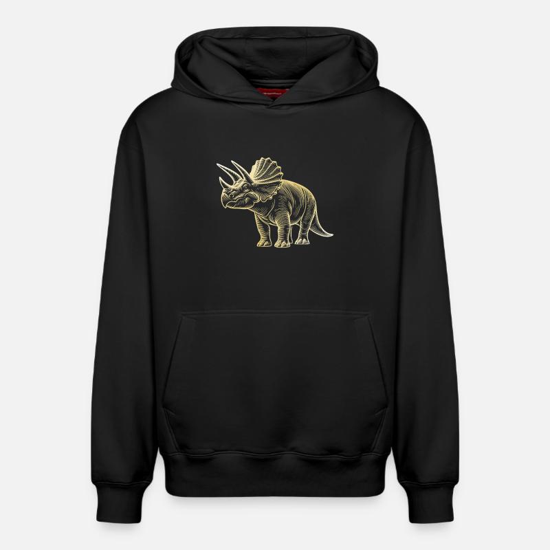 Dessin de dinosaure triceratops - Sweat à capuche unisexe décontracté en coton biologique – de SPREAD - noir