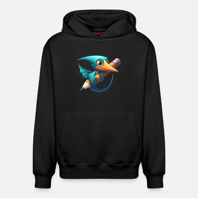 Crayon Ptérodactyle Kawaii Ptérosaure Dino - Sweat à capuche unisexe décontracté en coton biologique – de SPREAD - noir
