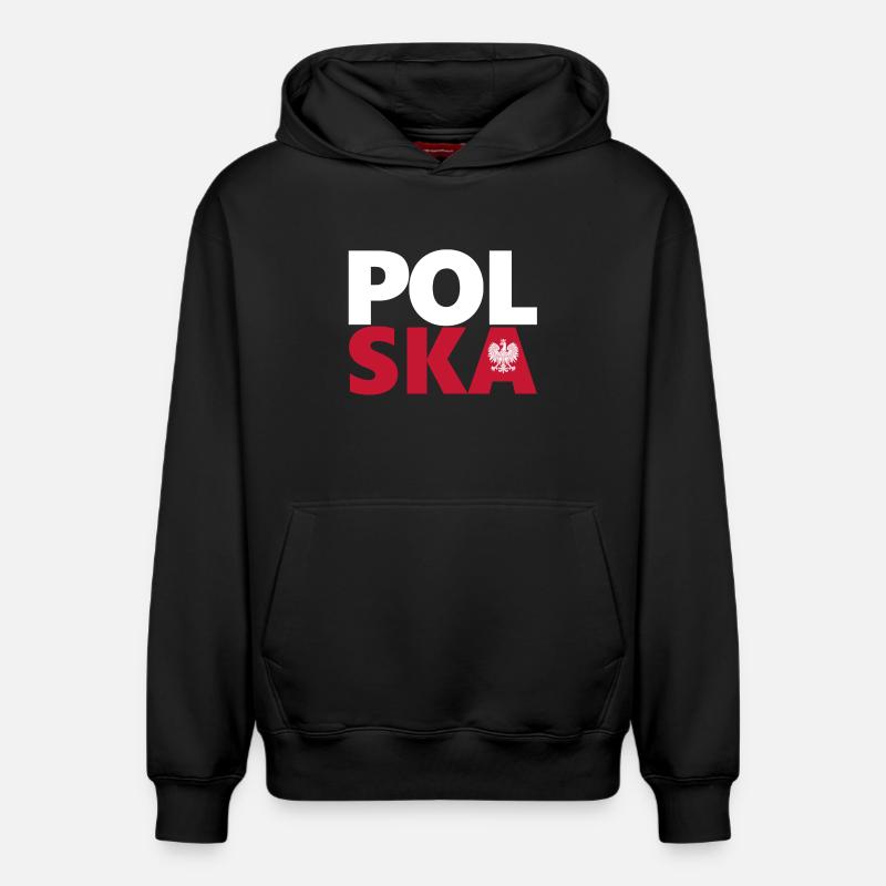 Pologne - Sweat à capuche unisexe décontracté en coton biologique – de SPREAD - noir
