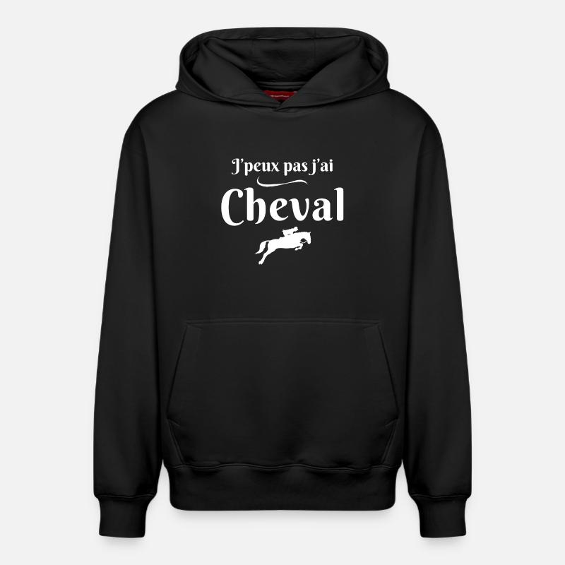 équitation, cheval, centre équestre - Sweat à capuche unisexe décontracté en coton biologique – de SPREAD - noir