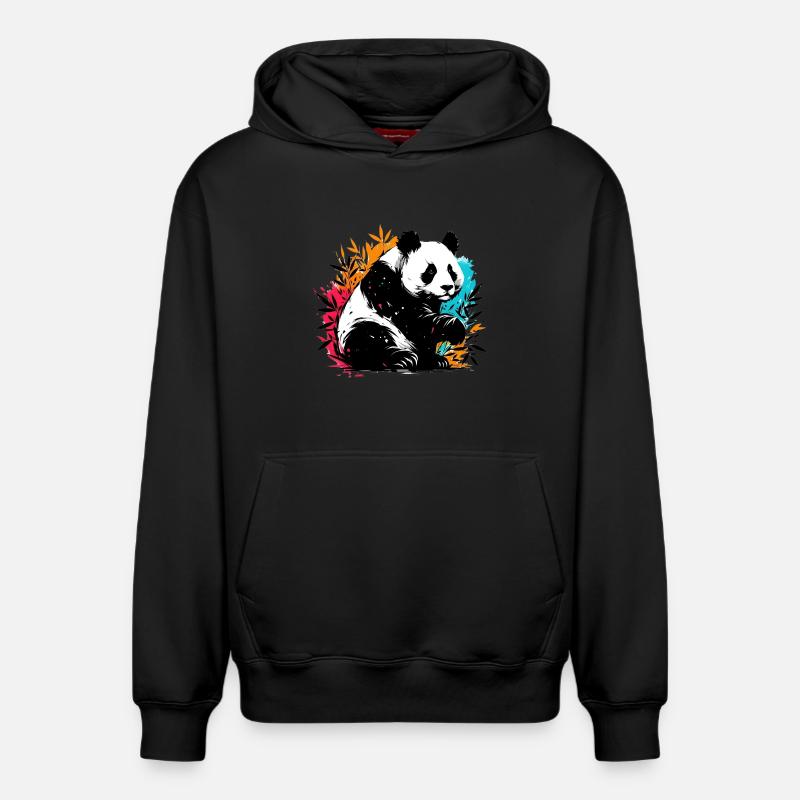 Panda - Sweat à capuche unisexe décontracté en coton biologique – de SPREAD - noir