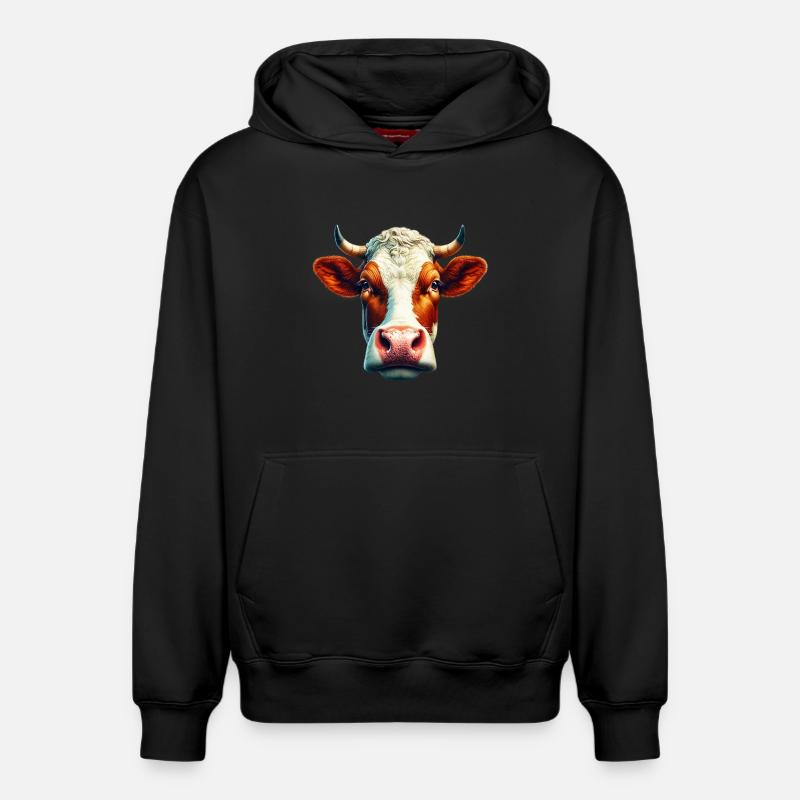 Vache - Sweat à capuche unisexe décontracté en coton biologique – de SPREAD - noir