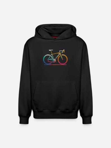 Vibrant Cycling Line Art - Relaxed Unisex Organic Hoodie – by SPREAD - black