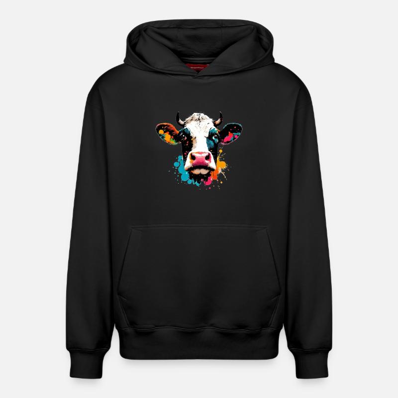 Vache - Sweat à capuche unisexe décontracté en coton biologique – de SPREAD - noir