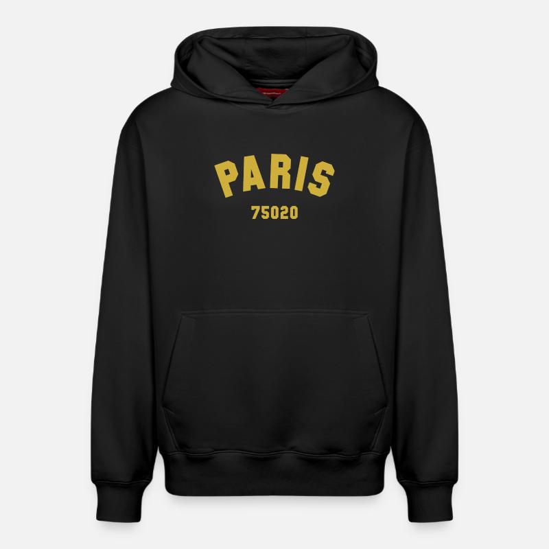 20e arrondissement de PARIS - Sweat à capuche unisexe décontracté en coton biologique – de SPREAD - noir