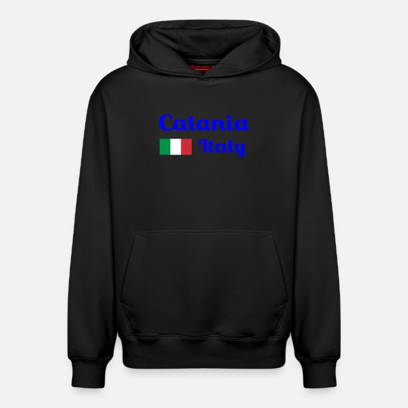 Catane, Italie - Imprimés élégants - Sweat à capuche unisexe décontracté en coton biologique – de SPREAD - noir