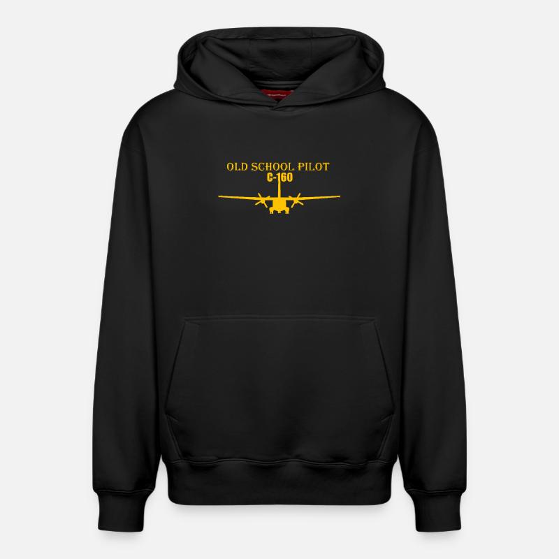 Pilote à l’ancienne C-160 - Sweat à capuche unisexe décontracté en coton biologique – de SPREAD - noir