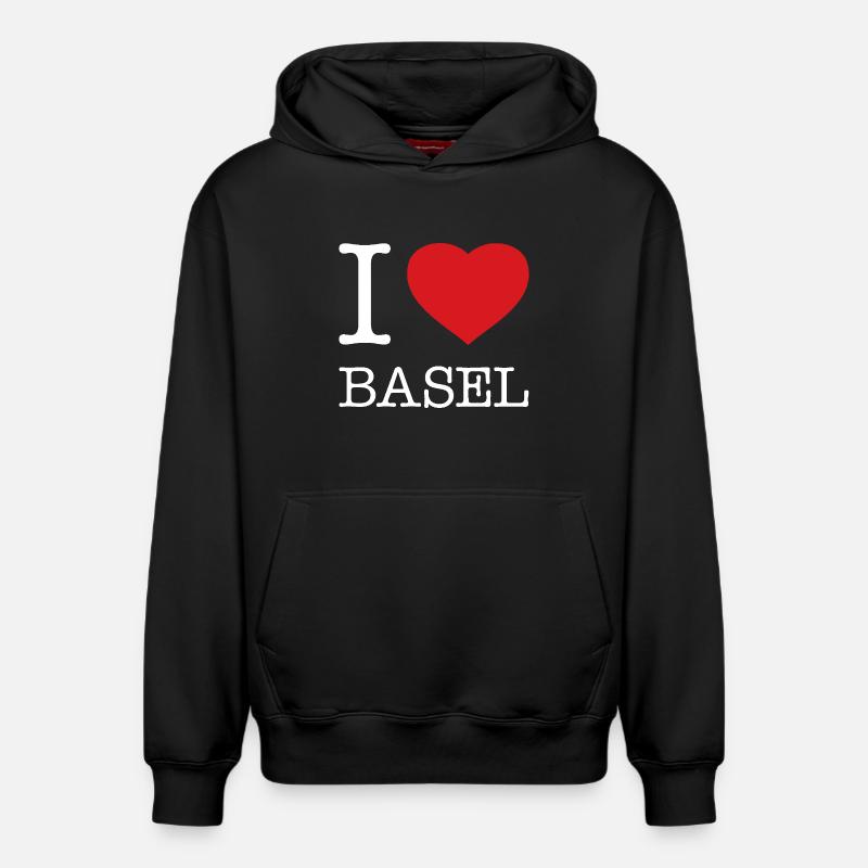 J’ADORE BÂLE - Sweat à capuche unisexe décontracté en coton biologique – de SPREAD - noir