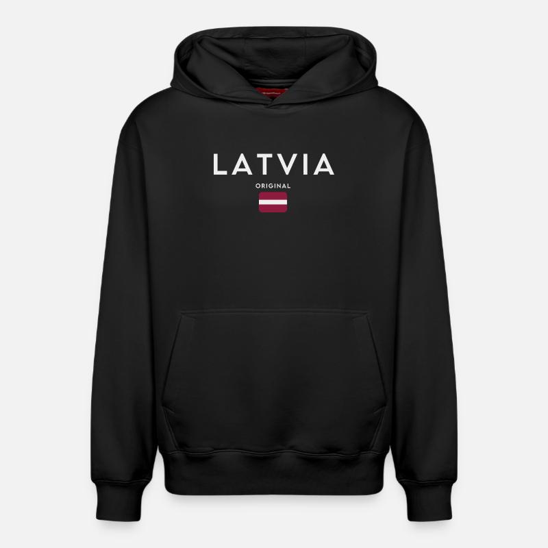 Drapeau letton, fierté lettone - Sweat à capuche unisexe décontracté en coton biologique – de SPREAD - noir
