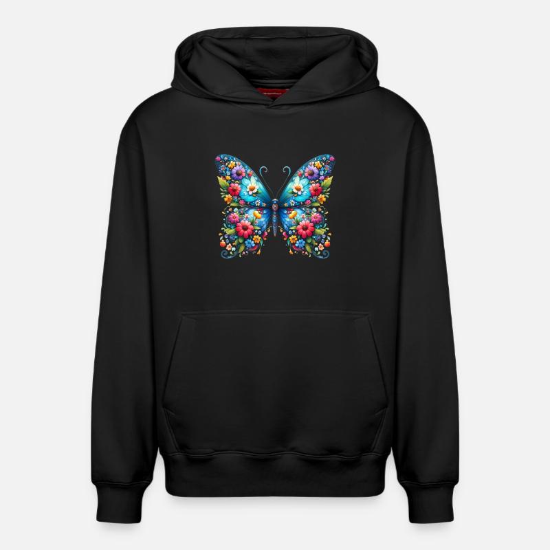 Papillon - Sweat à capuche unisexe décontracté en coton biologique – de SPREAD - noir