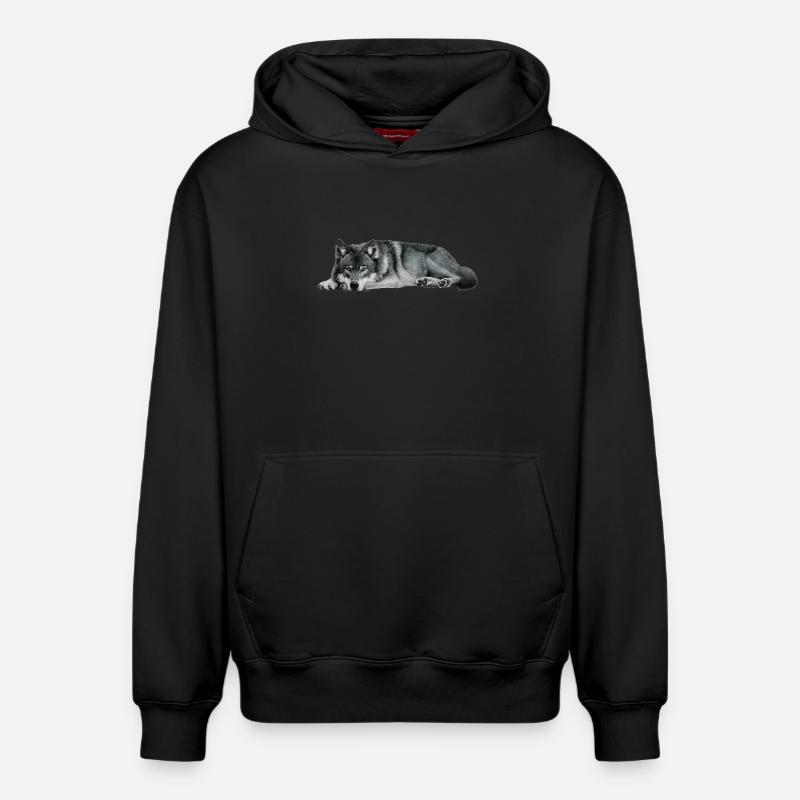 wolf - Relaxed Unisex Organic Hoodie – von SPREAD - Schwarz