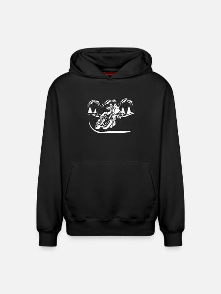Motorrad Waldsilhouette - Relaxed Unisex Organic Hoodie – von SPREAD - Schwarz