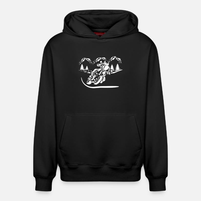 Motorrad Waldsilhouette - Relaxed Unisex Organic Hoodie – von SPREAD - Schwarz