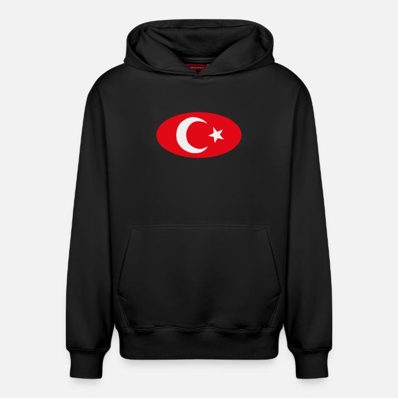Drapeau Turkiye Turc Ovale - Sweat à capuche unisexe décontracté en coton biologique – de SPREAD - noir