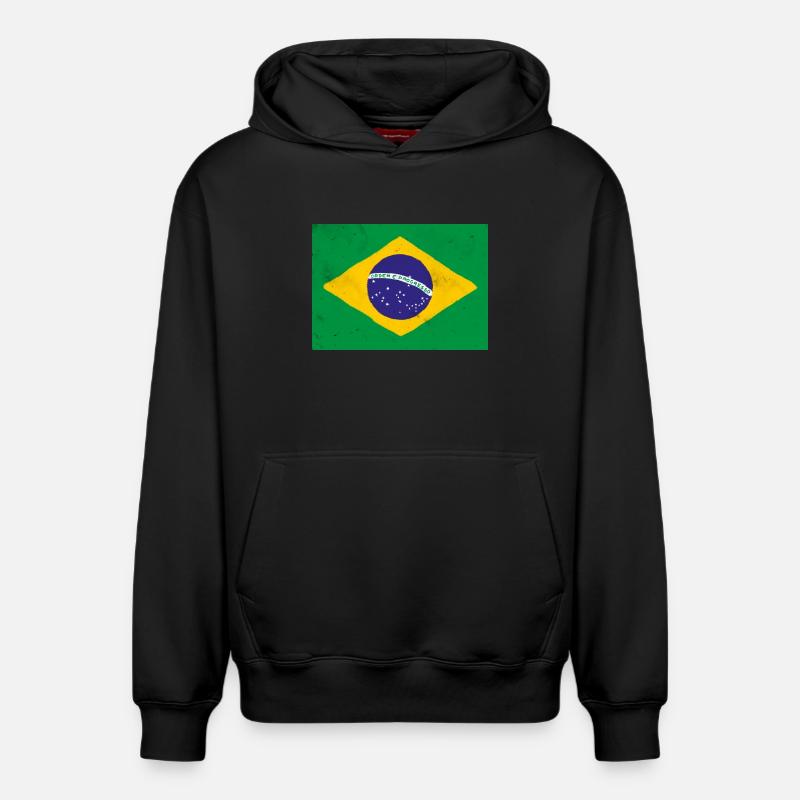 Drapeau du Brésil - Sweat à capuche unisexe décontracté en coton biologique – de SPREAD - noir