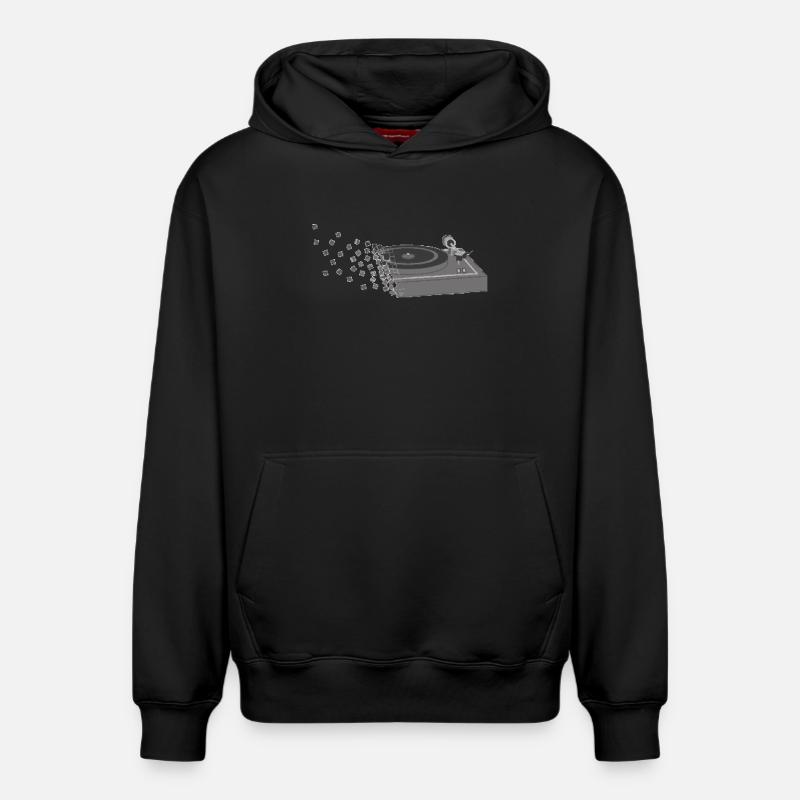 Platine vinyle Pixelart - Sweat à capuche unisexe décontracté en coton biologique – de SPREAD - noir