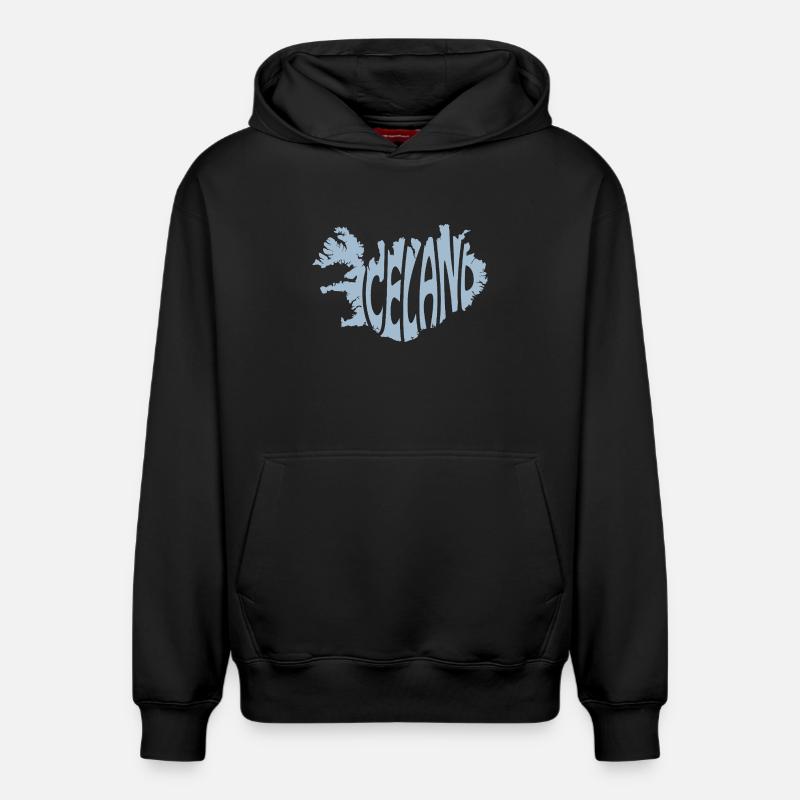 Conception typographique islandaise - Sweat à capuche unisexe décontracté en coton biologique – de SPREAD - noir
