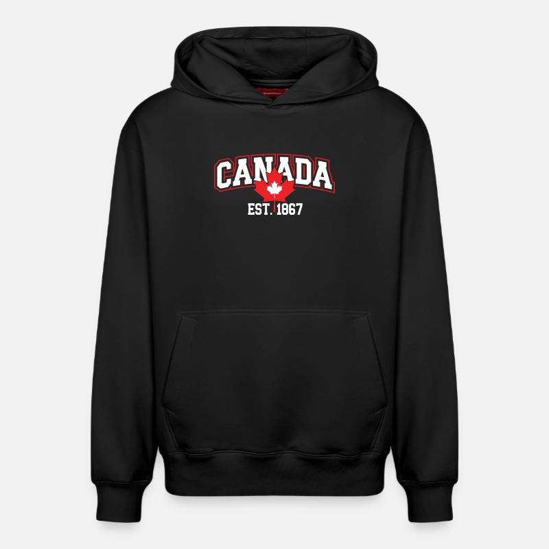 Canada Patriotic Maple Leaf Design - Sweat à capuche unisexe décontracté en coton biologique – de SPREAD - noir