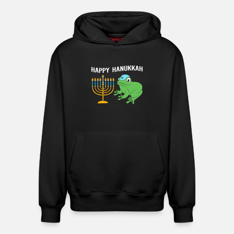 Hanoukka Hanoukka Hanoukka Grenouille - Sweat à capuche unisexe décontracté en coton biologique – de SPREAD - noir