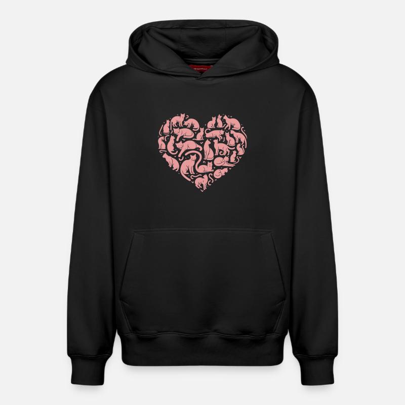 Silhouette Cœur de Chat Rose - Sweat à capuche unisexe décontracté en coton biologique – de SPREAD - noir