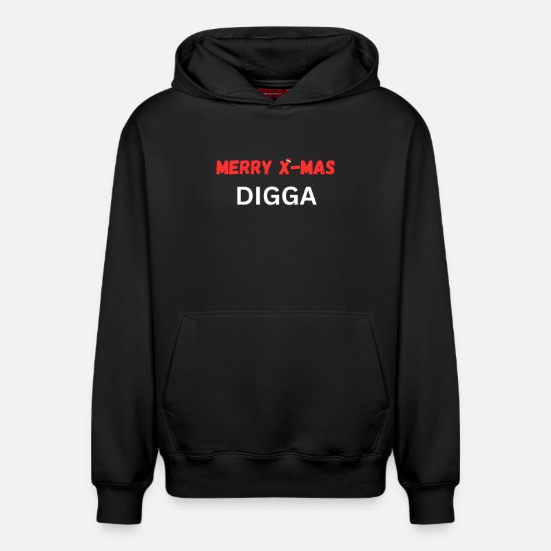JOYEUX NOËL DIGGA - Sweat à capuche unisexe décontracté en coton biologique – de SPREAD - noir