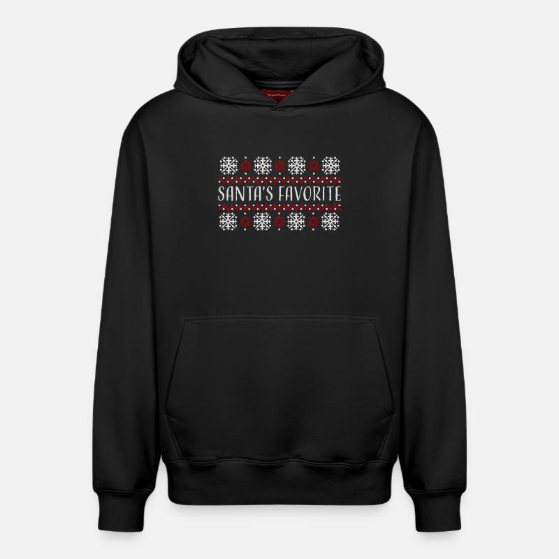 Santa's Favorite Weihnachtspullover Schneeflocken - Relaxed Unisex Organic Hoodie – von SPREAD - Schwarz