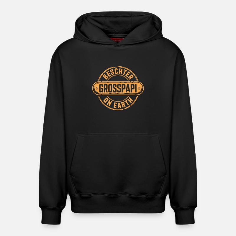 Beschter Grosspapi Dialecte suisse - Sweat à capuche unisexe décontracté en coton biologique – de SPREAD - noir