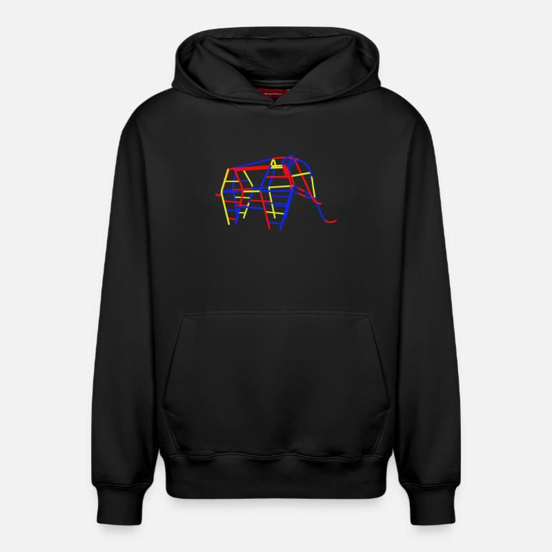 Éléphant grimpeur en RDA - Sweat à capuche unisexe décontracté en coton biologique – de SPREAD - noir
