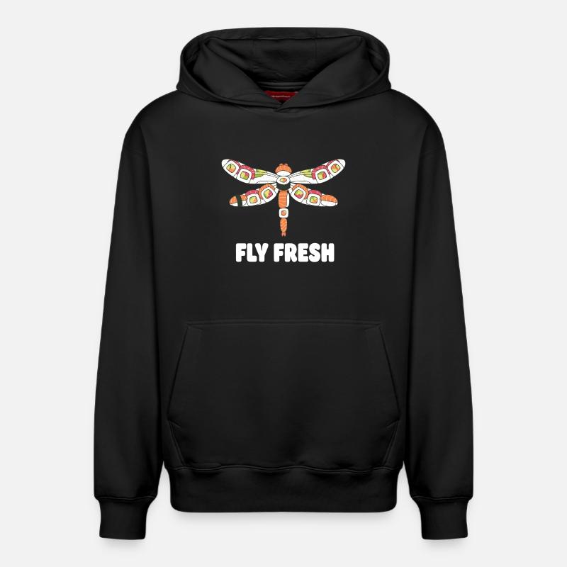 Sushi Libellule Fly Fresh - Sweat à capuche unisexe décontracté en coton biologique – de SPREAD - noir