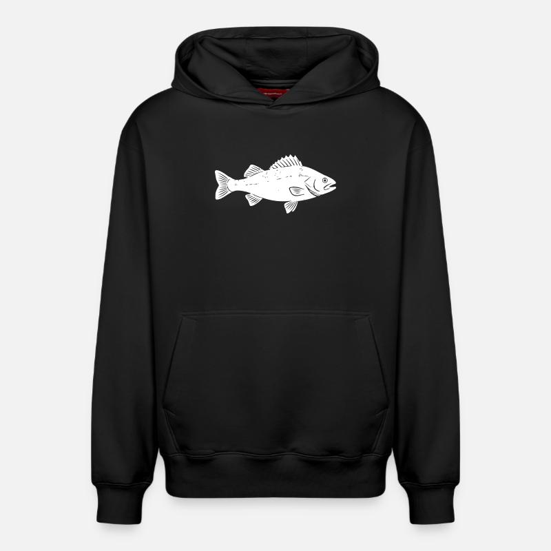 Vecteur pêcheur perche perch - Sweat à capuche unisexe décontracté en coton biologique – de SPREAD - noir