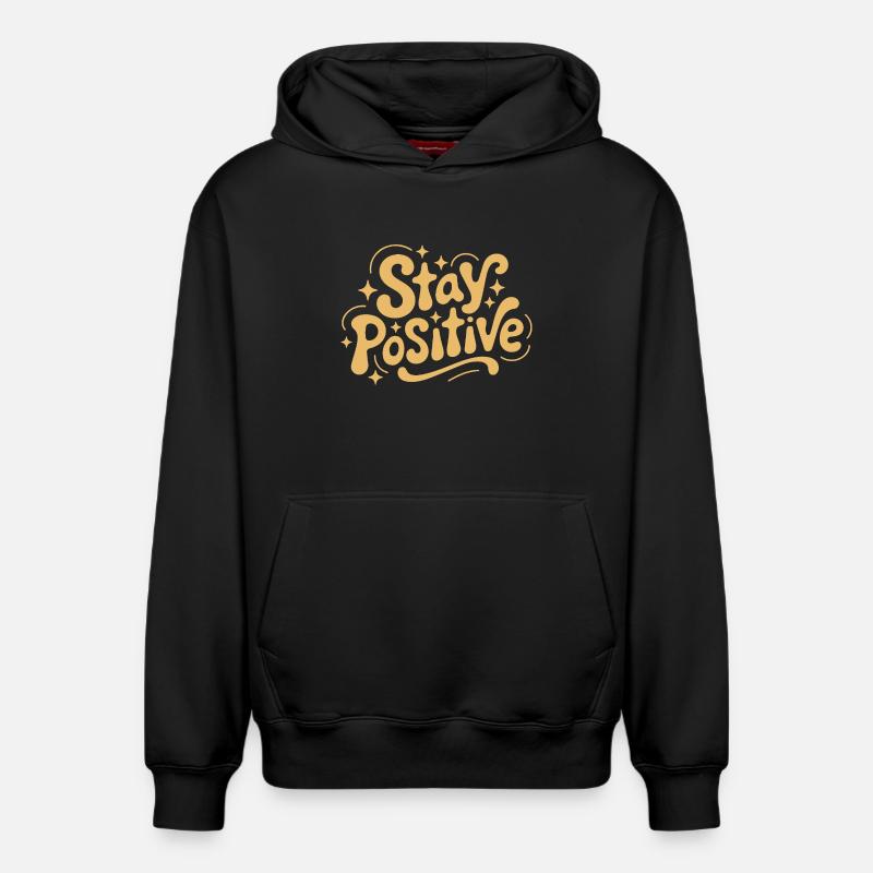 Reste positif, Retro Doodle - Sweat à capuche unisexe décontracté en coton biologique – de SPREAD - noir