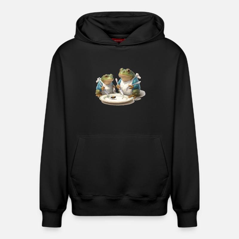 Frosch-Dinner: Fliege am Teller - Relaxed Unisex Organic Hoodie – von SPREAD - Schwarz