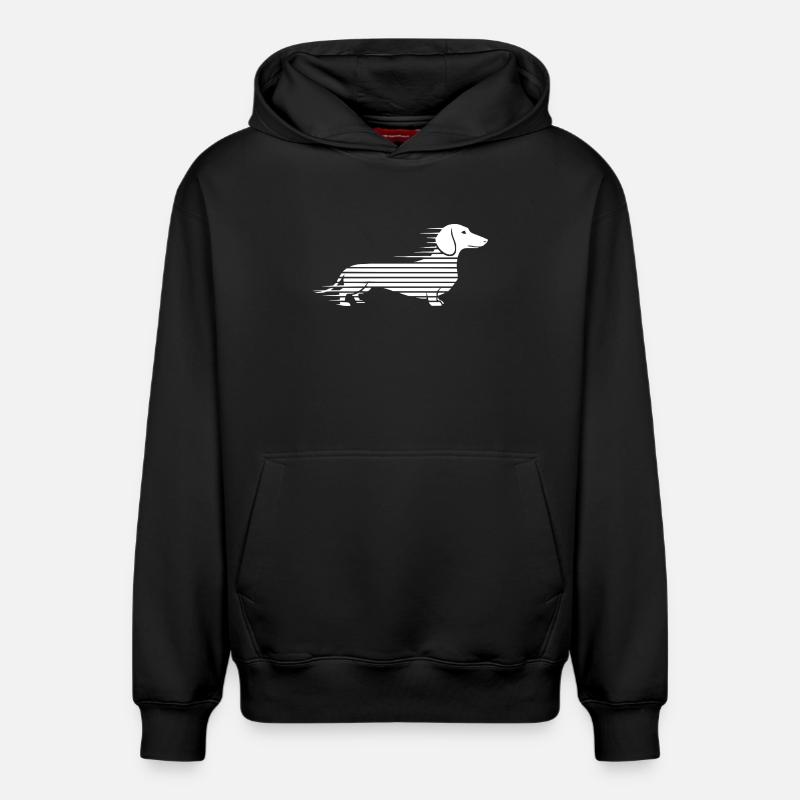 Teckel rayé en course - Sweat à capuche unisexe décontracté en coton biologique – de SPREAD - noir