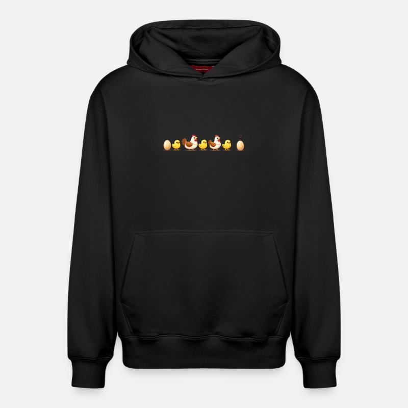 Evolution oeuf poussin poule darwin - Sweat à capuche unisexe décontracté en coton biologique – de SPREAD - noir
