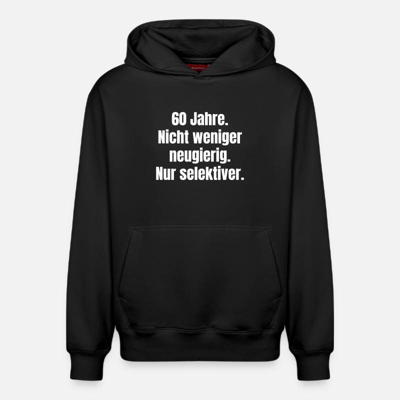 60 ans – Curieux, sélectifs - Sweat à capuche unisexe décontracté en coton biologique – de SPREAD - noir