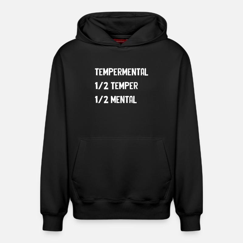 Tempermental Split Typography - Relaxed Unisex Organic Hoodie – von SPREAD - Schwarz