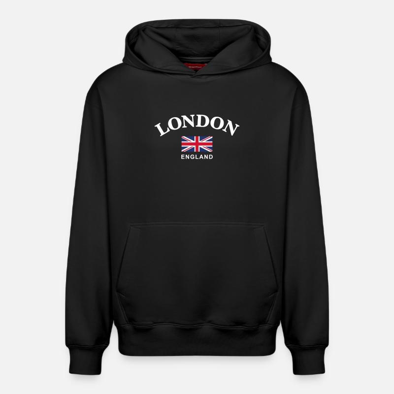 Londres, Angleterre - Sweat à capuche unisexe décontracté en coton biologique – de SPREAD - noir