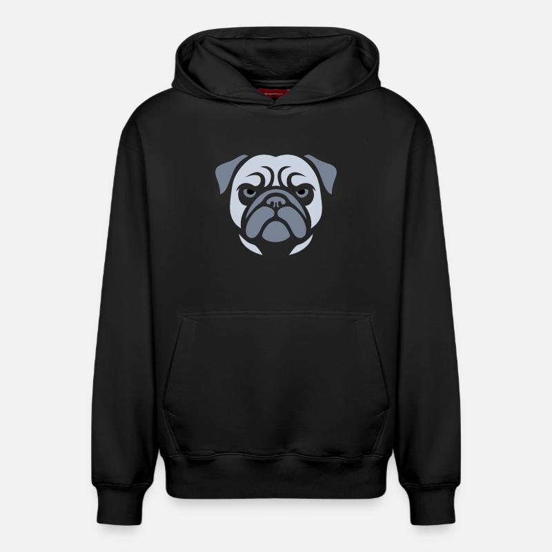 Carlin, tête de chien - Sweat à capuche unisexe décontracté en coton biologique – de SPREAD - noir