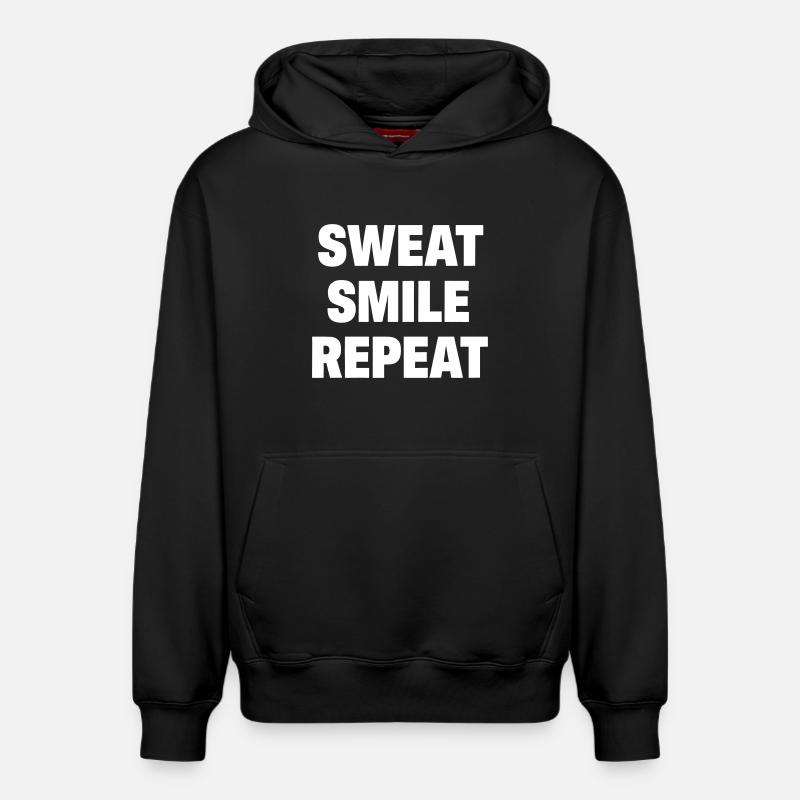 Sourire en sueur, répéter - Sweat à capuche unisexe décontracté en coton biologique – de SPREAD - noir
