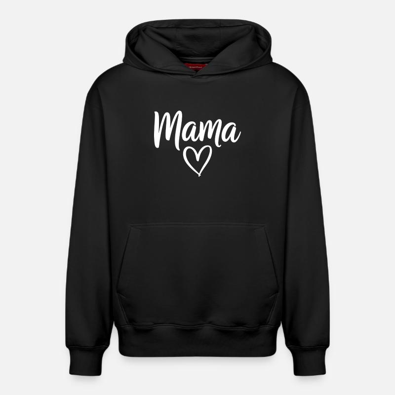 Mama Heart Script Logo - Relaxed Unisex Organic Hoodie – von SPREAD - Schwarz
