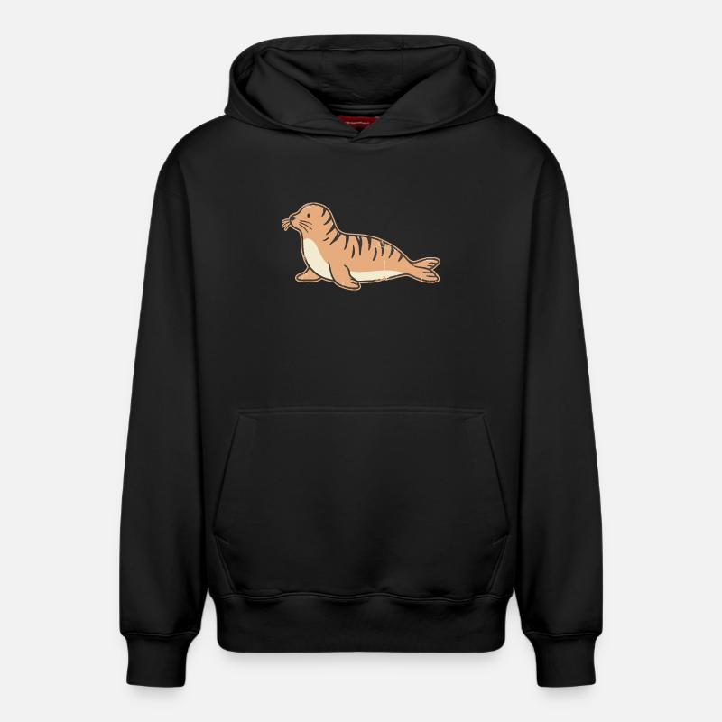 Illustration du phoque côtier - Sweat à capuche unisexe décontracté en coton biologique – de SPREAD - noir