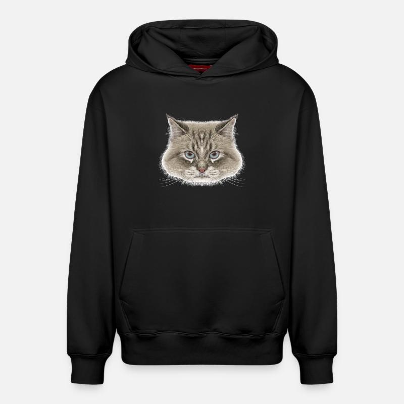 Siberian Cat - Sweat à capuche unisexe décontracté en coton biologique – de SPREAD - noir