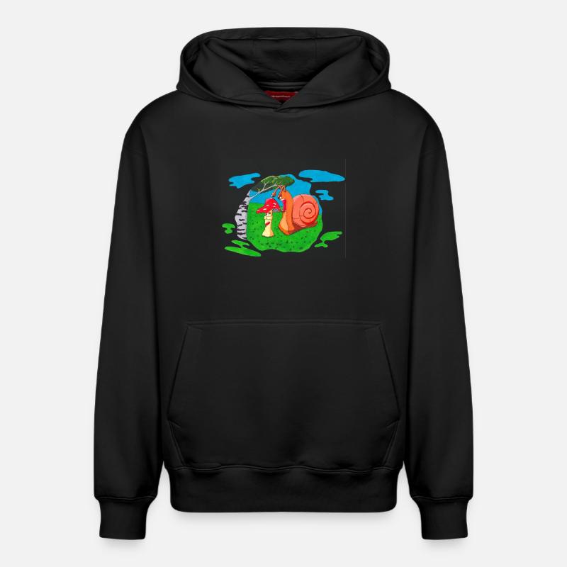Front champignon - Sweat à capuche unisexe décontracté en coton biologique – de SPREAD - noir