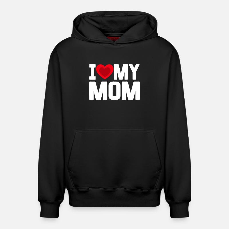 J’aime ma mère - Sweat à capuche unisexe décontracté en coton biologique – de SPREAD - noir