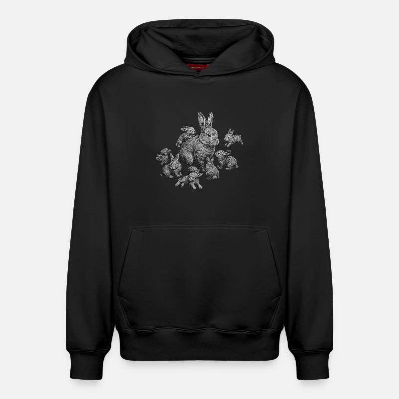 Lapin - Sweat à capuche unisexe décontracté en coton biologique – de SPREAD - noir