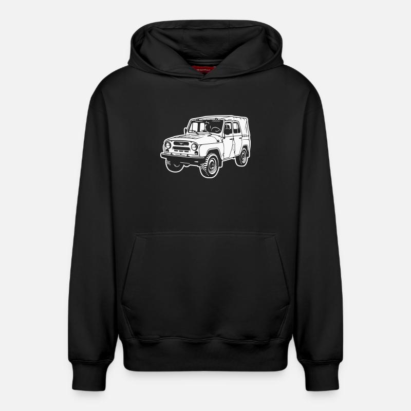 Véhicule tout-terrain UAZ (image différente) - Sweat à capuche unisexe décontracté en coton biologique – de SPREAD - noir