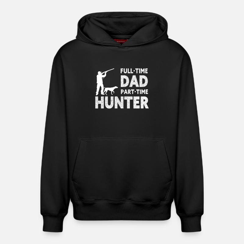 Full-Time Dad Part-Time Hunter – Dad Gift - Sweat à capuche unisexe décontracté en coton biologique – de SPREAD - noir