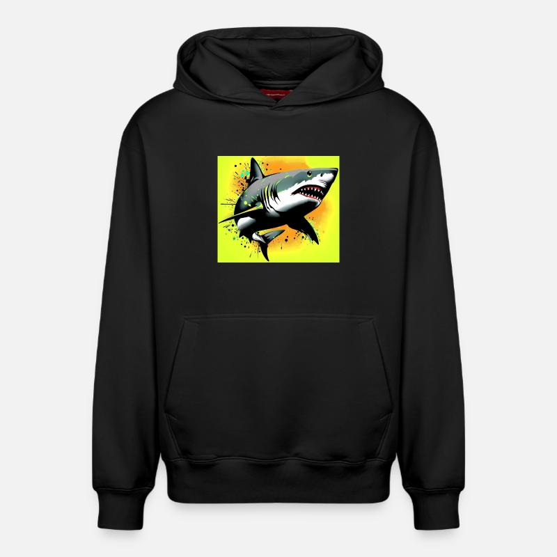 Requin - Sweat à capuche unisexe décontracté en coton biologique – de SPREAD - noir