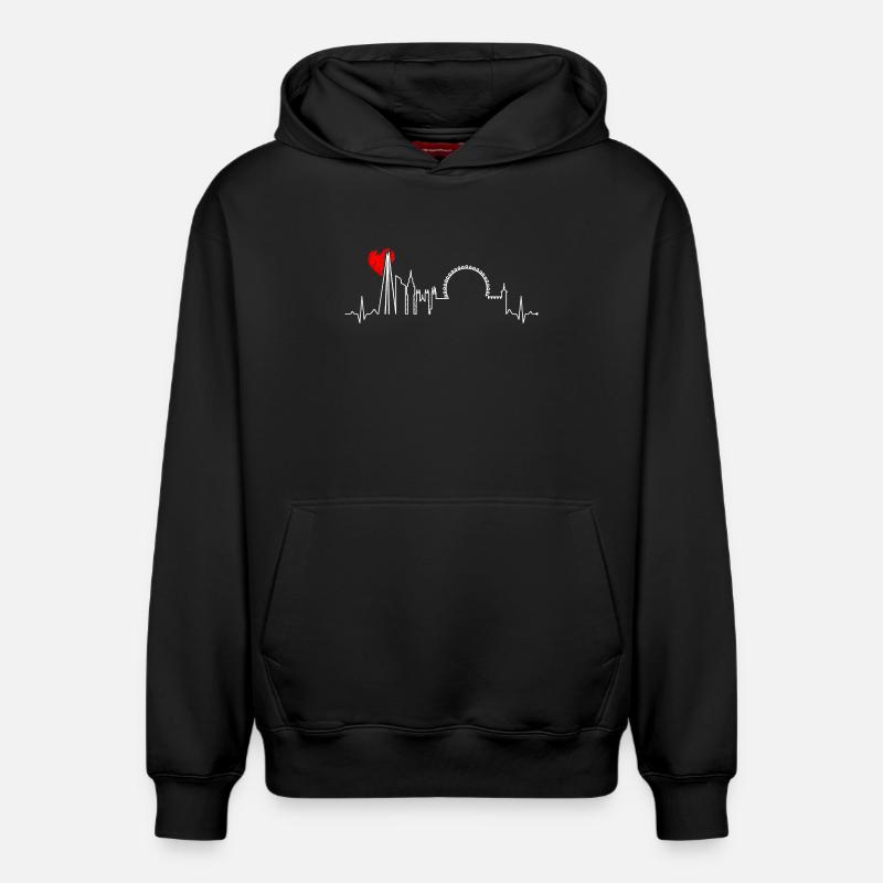 Battement de cœur urbain Skyline - Sweat à capuche unisexe décontracté en coton biologique – de SPREAD - noir