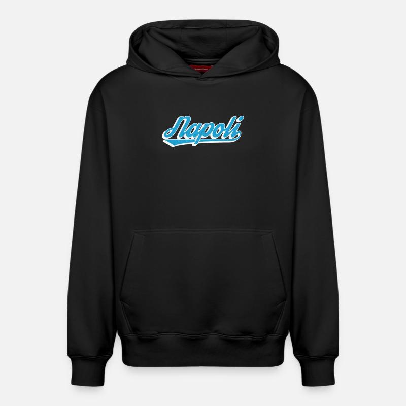 Napoli Rétro Script Blue - Sweat à capuche unisexe décontracté en coton biologique – de SPREAD - noir